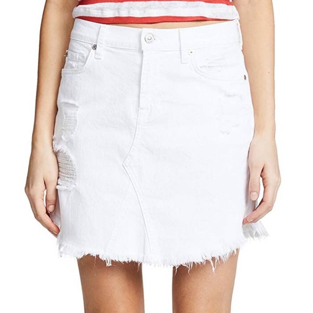 7 For All Mankind White Denim Skirt